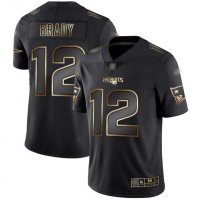 Nike New England Patriots #12 Tom Brady Black/Gold Men's Stitched NFL Vapor Untouchable Limited Jersey