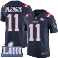 Nike New England Patriots #11 Drew Bledsoe Navy Blue Super Bowl LIII Bound Men's Stitched NFL Limited Rush Jersey