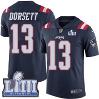 Nike New England Patriots #13 Phillip Dorsett Navy Blue Super Bowl LIII Bound Men's Stitched NFL Limited Rush Jersey