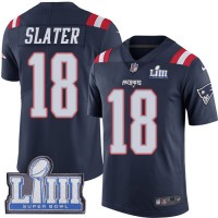 Nike New England Patriots #18 Matt Slater Navy Blue Super Bowl LIII Bound Men's Stitched NFL Limited Rush Jersey