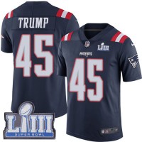 Nike New England Patriots #45 Donald Trump Navy Blue Super Bowl LIII Bound Men's Stitched NFL Limited Rush Jersey