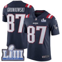 Nike New England Patriots #87 Rob Gronkowski Navy Blue Super Bowl LIII Bound Men's Stitched NFL Limited Rush Jersey