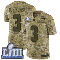 Nike New England Patriots #3 Stephen Gostkowski Camo Super Bowl LIII Bound Men's Stitched NFL Limited 2018 Salute To Service Jersey
