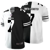 New England New England Patriots #7 JuJu Smith-Schuster Men's Black V White Peace Split Nike Vapor Untouchable Limited NFL Jersey