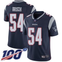 Nike New England Patriots #54 Tedy Bruschi Navy Blue Team Color Men's Stitched NFL 100th Season Vapor Limited Jersey
