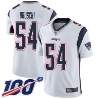 Nike New England Patriots #54 Tedy Bruschi White Men's Stitched NFL 100th Season Vapor Limited Jersey