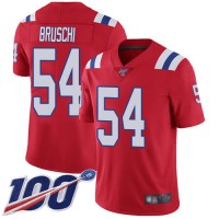 Nike New England Patriots #54 Tedy Bruschi Red Alternate Men's Stitched NFL 100th Season Vapor Limited Jersey