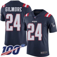 Nike New England Patriots #24 Stephon Gilmore Navy Blue Men's Stitched NFL Limited Rush 100th Season Jersey