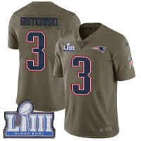 Nike New England Patriots #3 Stephen Gostkowski Olive Super Bowl LIII Bound Men's Stitched NFL Limited 2017 Salute To Service Jersey