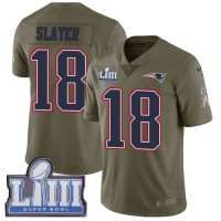 Nike New England Patriots #18 Matt Slater Olive Super Bowl LIII Bound Men's Stitched NFL Limited 2017 Salute To Service Jersey