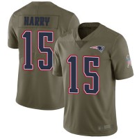 Nike New England Patriots #15 N'Keal Harry Olive Men's Stitched NFL Limited 2017 Salute To Service Jersey