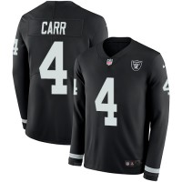 Nike Las Vegas Raiders #4 Derek Carr Black Team Color Men's Stitched NFL Limited Therma Long Sleeve Jersey