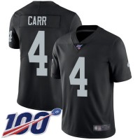 Nike Las Vegas Raiders #4 Derek Carr Black Team Color Men's Stitched NFL 100th Season Vapor Limited Jersey
