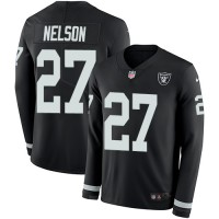 Nike Las Vegas Raiders #27 Reggie Nelson Black Team Color Men's Stitched NFL Limited Therma Long Sleeve Jersey