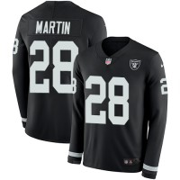 Nike Las Vegas Raiders #28 Doug Martin Black Team Color Men's Stitched NFL Limited Therma Long Sleeve Jersey
