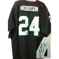 Nike Las Vegas Raiders #24 Charles Woodson Black Team Color Men's Stitched NFL Elite Autographed Jersey