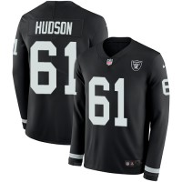 Nike Las Vegas Raiders #61 Rodney Hudson Black Team Color Men's Stitched NFL Limited Therma Long Sleeve Jersey
