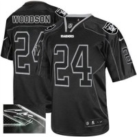 Nike Las Vegas Raiders #24 Charles Woodson Lights Out Black Men's Stitched NFL Elite Autographed Jersey