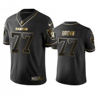 Las Vegas Raiders #77 Trent Brown Men's Stitched NFL Vapor Untouchable Limited Black Golden Jersey