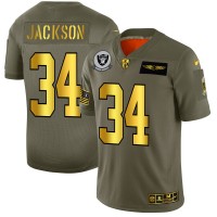 Las Vegas Raiders #34 Bo Jackson NFL Men's Nike Olive Gold 2019 Salute to Service Limited Jersey