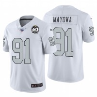 Nike Las Vegas Raiders #91 Benson Mayowa White 60th Anniversary Patch Men's Stitched NFL 100 Limited Color Rush Jersey