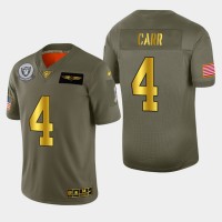 Las Vegas Raiders #4 Derek Carr Men's Nike Olive Gold 2019 Salute to Service Limited NFL 100 Jersey
