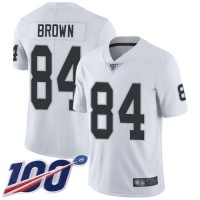 Nike Las Vegas Raiders #84 Antonio Brown White Men's Stitched NFL 100th Season Vapor Limited Jersey