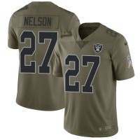 Nike Las Vegas Raiders #27 Reggie Nelson Olive Men's Stitched NFL Limited 2017 Salute To Service Jersey
