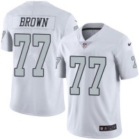 Nike Las Vegas Raiders #77 Trent Brown White Men's Stitched NFL Limited Rush Jersey