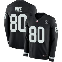 Nike Las Vegas Raiders #80 Jerry Rice Black Team Color Men's Stitched NFL Limited Therma Long Sleeve Jersey