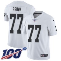 Nike Las Vegas Raiders #77 Trent Brown White Men's Stitched NFL 100th Season Vapor Untouchable Limited Jersey