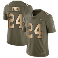 Nike Las Vegas Raiders #24 Marshawn Lynch Olive/Gold Men's Stitched NFL Limited 2017 Salute To Service Jersey