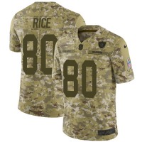 Nike Las Vegas Raiders #80 Jerry Rice Camo Men's Stitched NFL Limited 2018 Salute To Service Jersey