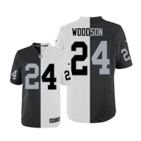 Nike Las Vegas Raiders #24 Charles Woodson White/Black Men's Stitched NFL Elite Split Jersey