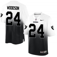 Nike Las Vegas Raiders #24 Charles Woodson White/Black Men's Stitched NFL Elite Fadeaway Fashion Jersey