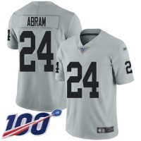 Nike Las Vegas Raiders #24 Johnathan Abram Silver Men's Stitched NFL Limited Inverted Legend 100th Season Jersey