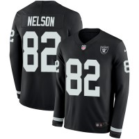 Nike Las Vegas Raiders #82 Jordy Nelson Black Team Color Men's Stitched NFL Limited Therma Long Sleeve Jersey