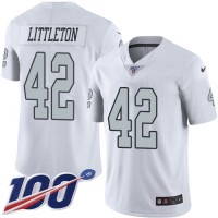 Nike Las Vegas Raiders #42 Cory Littleton White Men's Stitched NFL Limited Rush 100th Season Jersey