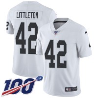 Nike Las Vegas Raiders #42 Cory Littleton White Men's Stitched NFL 100th Season Vapor Untouchable Limited Jersey