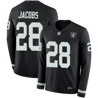 Nike Las Vegas Raiders #28 Josh Jacobs Black Team Color Men's Stitched NFL Limited Therma Long Sleeve Jersey