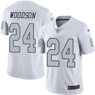 Nike Las Vegas Raiders #24 Charles Woodson White Men's Stitched NFL Limited Rush Jersey