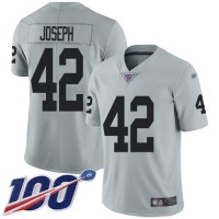 Nike Las Vegas Raiders #42 Karl Joseph Silver Men's Stitched NFL Limited Inverted Legend 100th Season Jersey