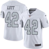Nike Las Vegas Raiders #42 Ronnie Lott White Men's Stitched NFL Limited Rush Jersey