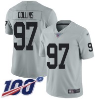 Nike Las Vegas Raiders #97 Maliek Collins Silver Men's Stitched NFL Limited Inverted Legend 100th Season Jersey