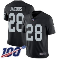 Nike Las Vegas Raiders #28 Josh Jacobs Black Team Color Men's Stitched NFL 100th Season Vapor Limited Jersey