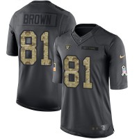 Nike Las Vegas Raiders #81 Tim Brown Black Men's Stitched NFL Limited 2016 Salute To Service Jersey