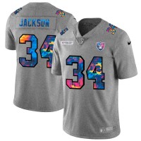 Las Vegas Las Vegas Raiders #34 Bo Jackson Men's Nike Multi-Color 2020 NFL Crucial Catch NFL Jersey Greyheather