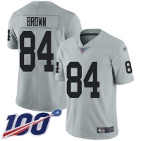 Nike Las Vegas Raiders #84 Antonio Brown Silver Men's Stitched NFL Limited Inverted Legend 100th Season Jersey
