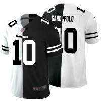 Nike Las Vegas Raiders #10 Jimmy Garoppolo Men's Black V White Peace Split Nike Vapor Untouchable Limited NFL Jersey