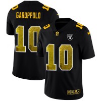 Las Vegas Las Vegas Raiders #10 Jimmy Garoppolo Men's Black Nike Golden Sequin Vapor Limited NFL Jersey
